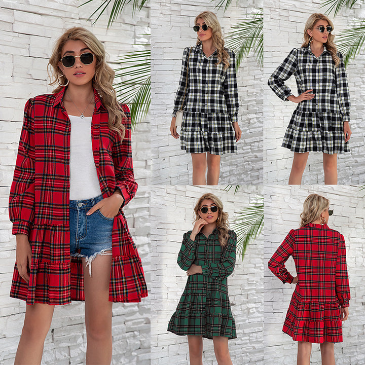 Kirra – Check Tiered Shirt Dress
