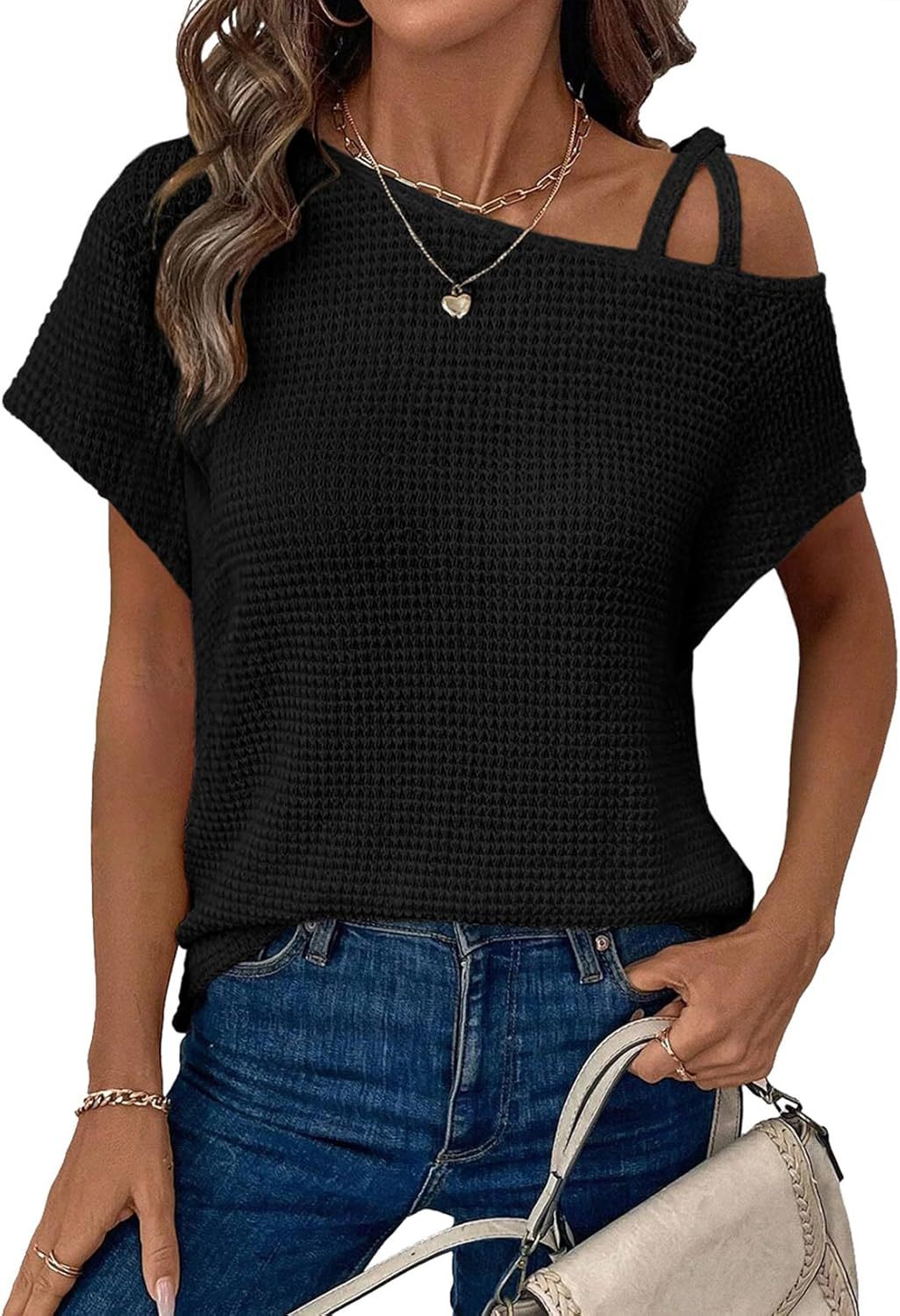 Ailani – Strappy Shoulder Waffle Top