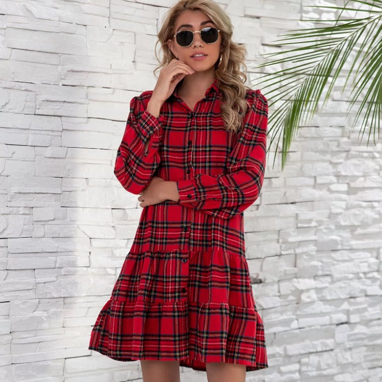 Kirra – Check Tiered Shirt Dress