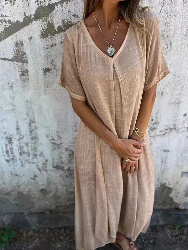 Amber - Elegant V-Neck Midi Dress