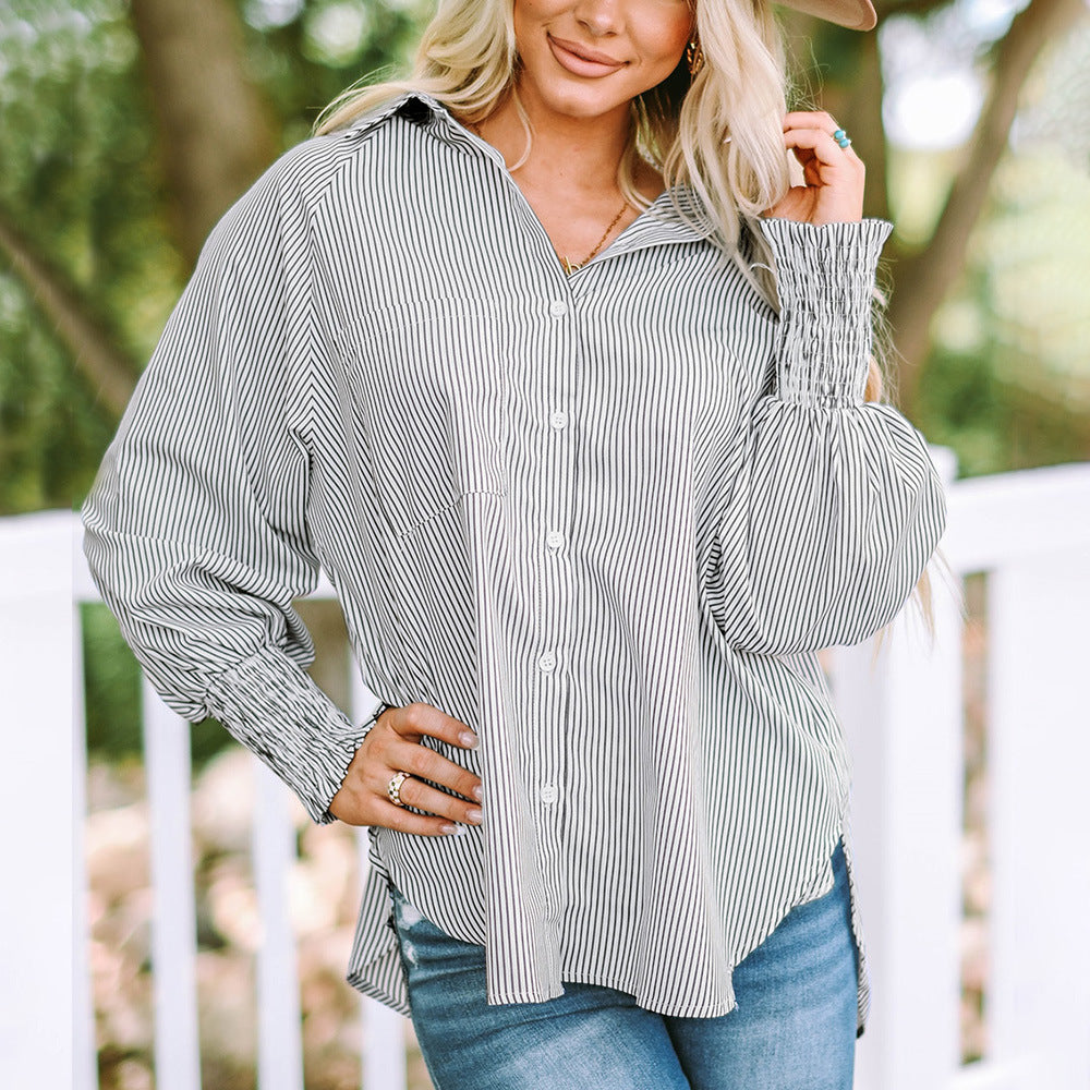 Karina – Oversized Striped Button-Up Shirt