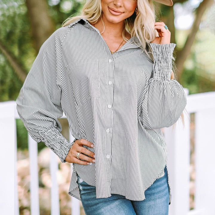 Karina – Oversized Striped Button-Up Shirt
