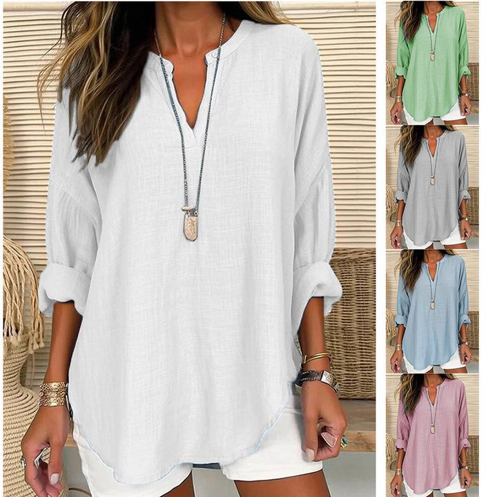 Elodie – Relaxed Button-Neck Blouse