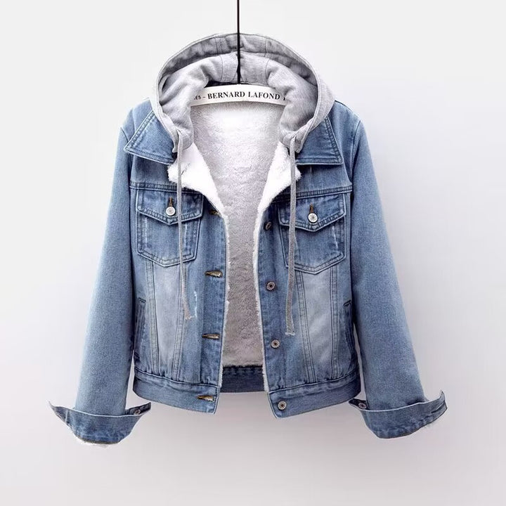Quinn – Denim Jacket with Hoodie Detail