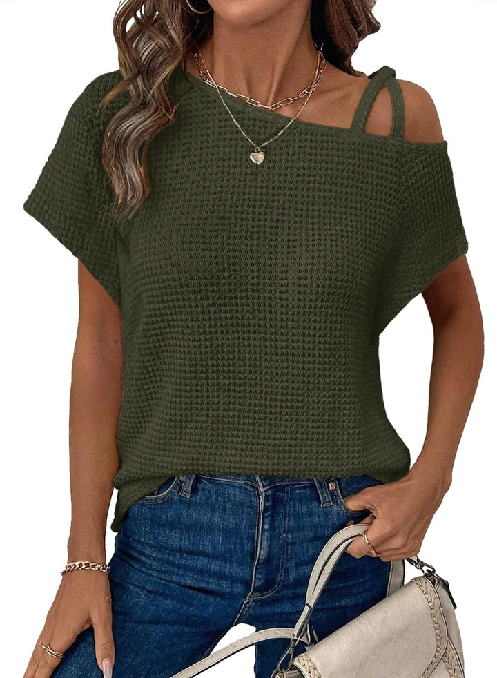 Ailani – Strappy Shoulder Waffle Top