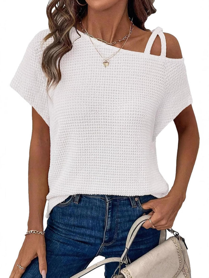 Ailani – Strappy Shoulder Waffle Top