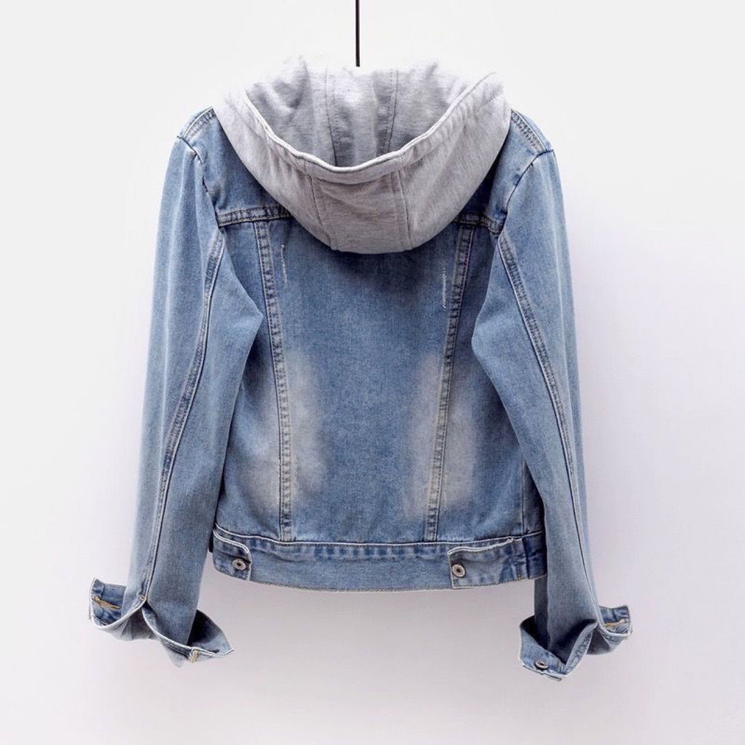 Quinn – Denim Jacket with Hoodie Detail