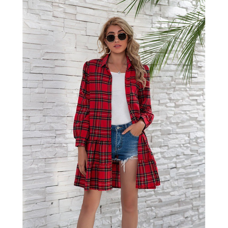 Kirra – Check Tiered Shirt Dress