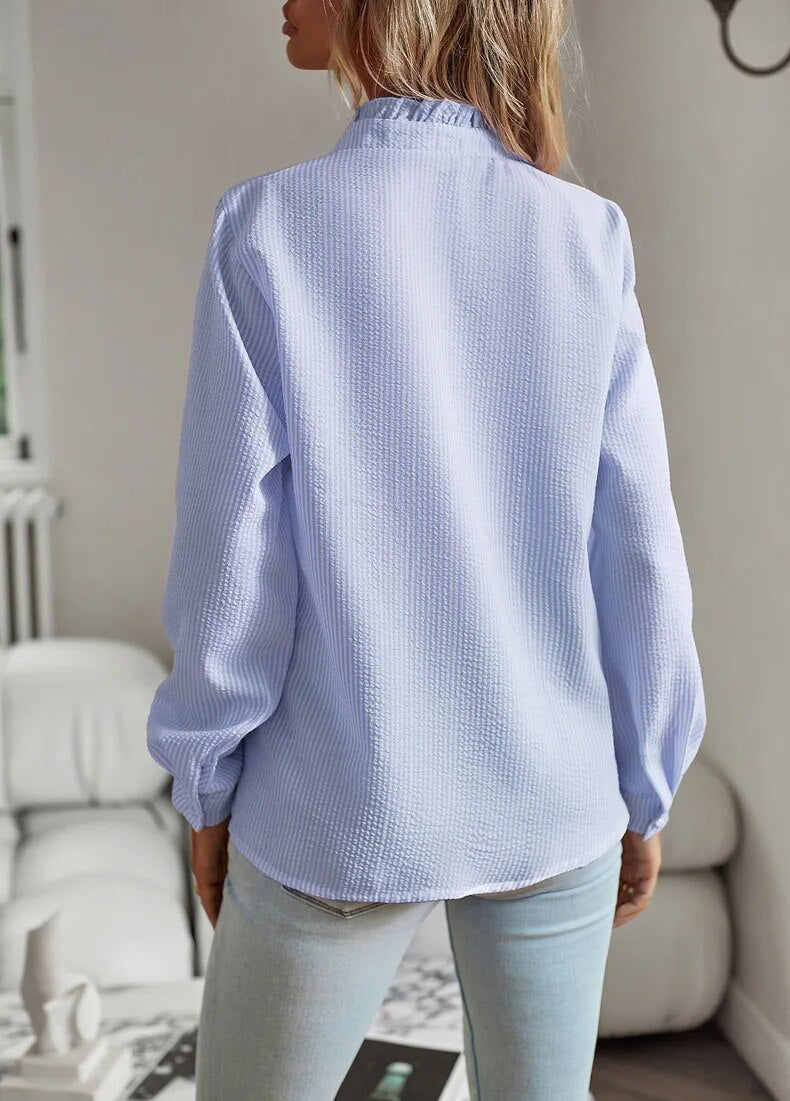 Lisa – Ruffled Button-Up Blouse