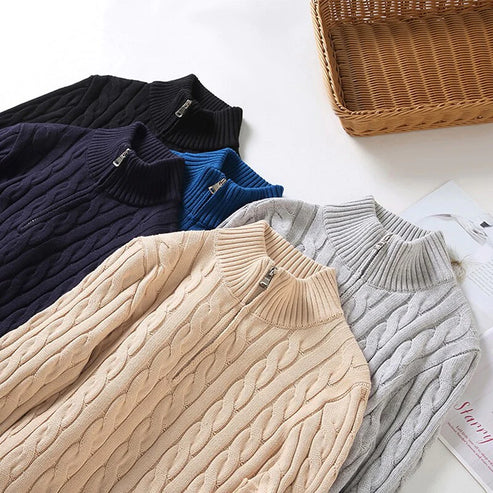 Simon – Cable Knit Half-Zip Sweater