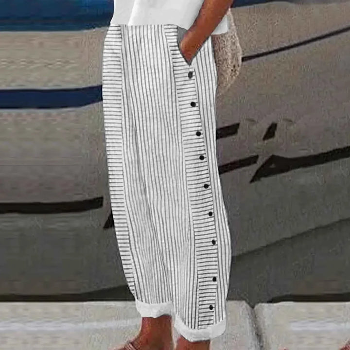 Anna – Seabreeze Stripe Button Trousers