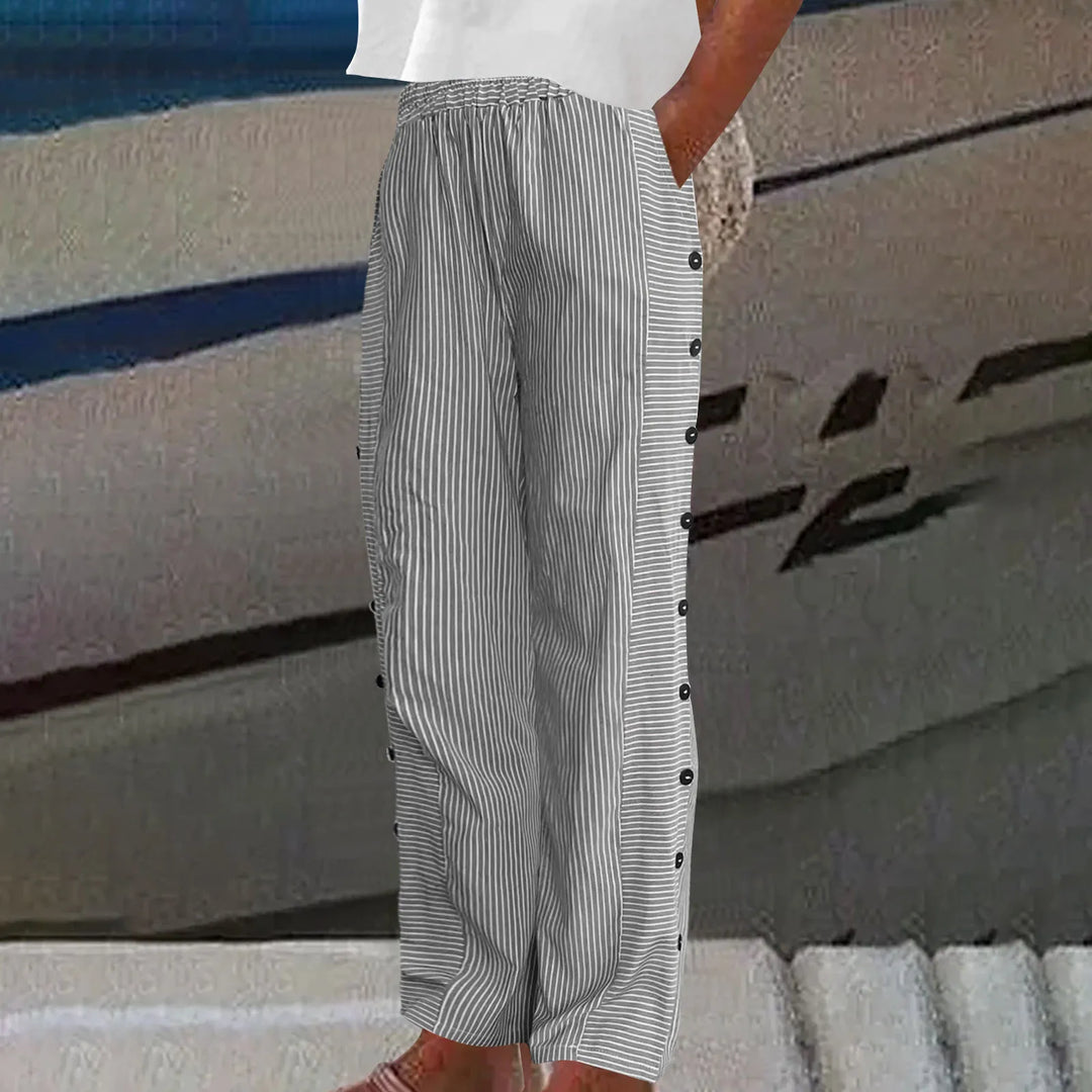 Anna – Seabreeze Stripe Button Trousers