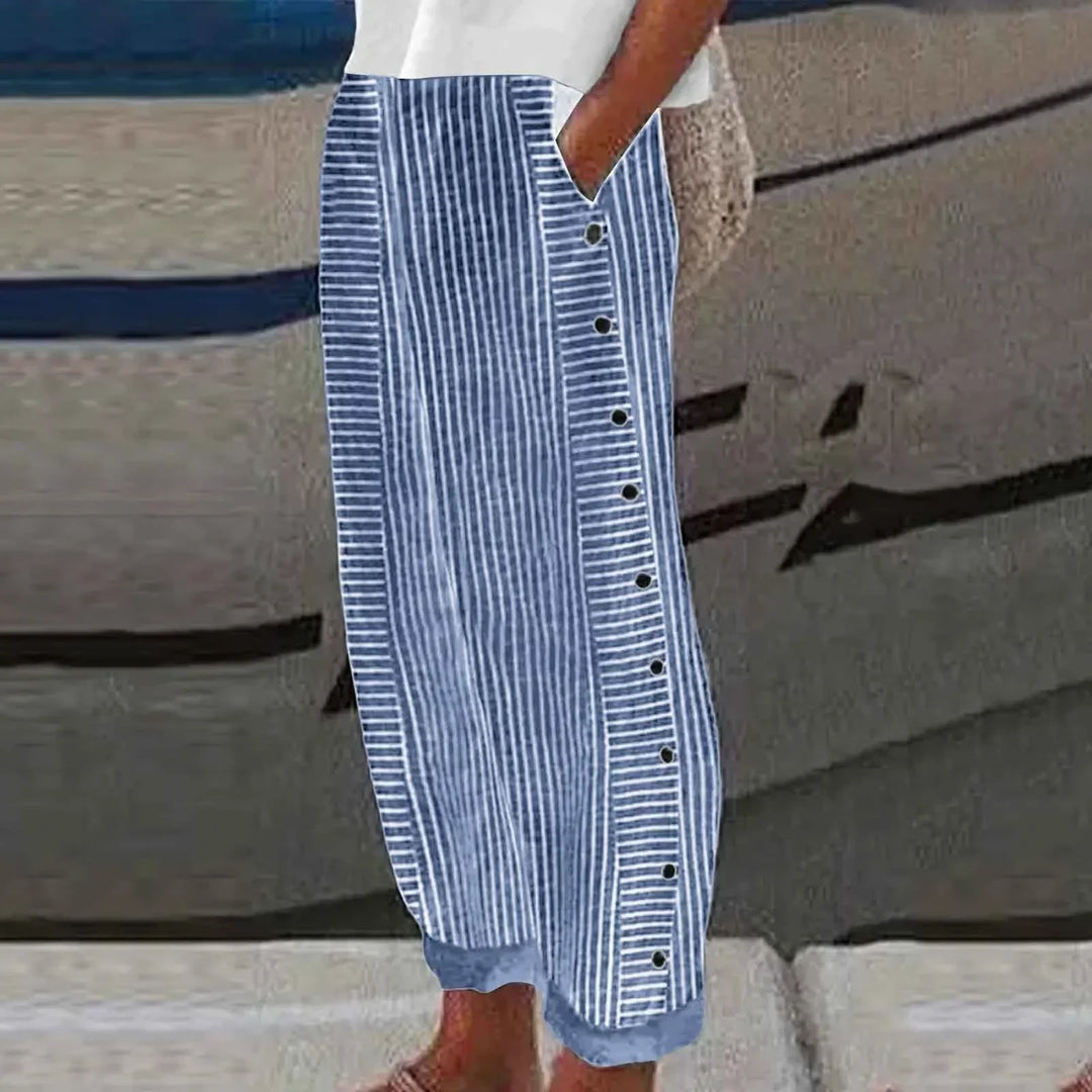 Anna – Seabreeze Stripe Button Trousers