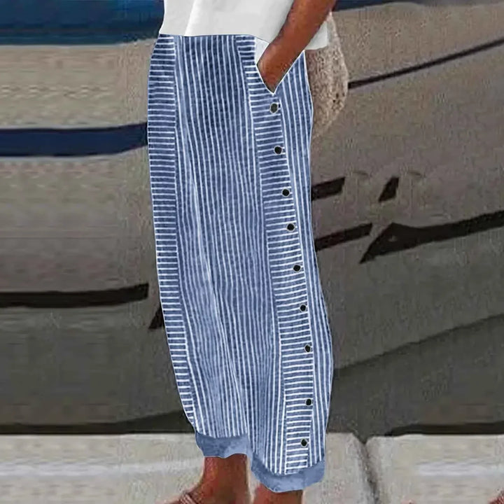 Anna – Seabreeze Stripe Button Trousers