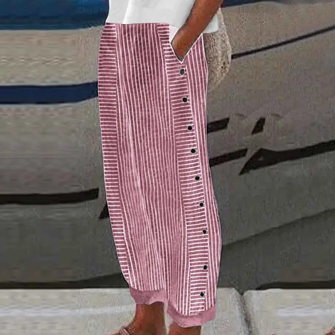 Anna – Seabreeze Stripe Button Trousers
