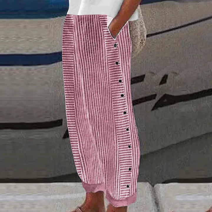 Anna – Seabreeze Stripe Button Trousers