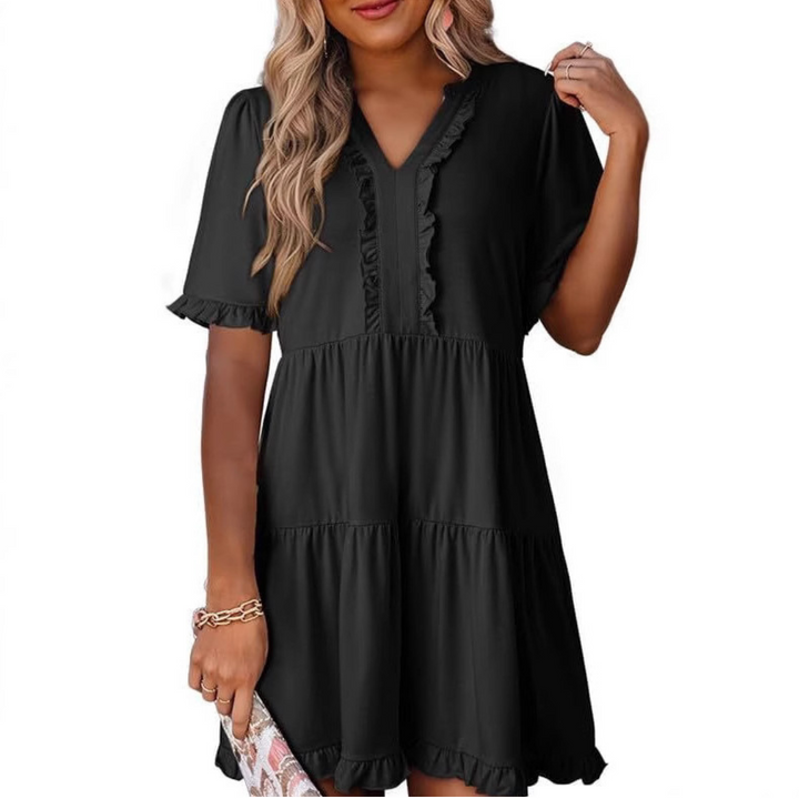 LAILA™ - Casual V-Neck Mini Dress