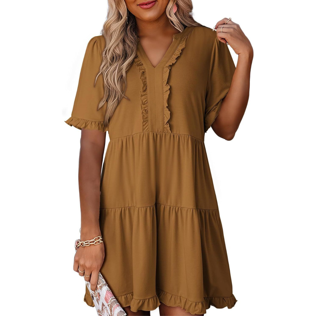 LAILA™ - Casual V-Neck Mini Dress