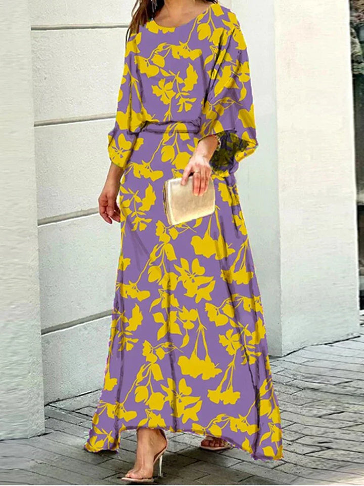 Maria – Printed Batwing Sleeve Maxi Dress