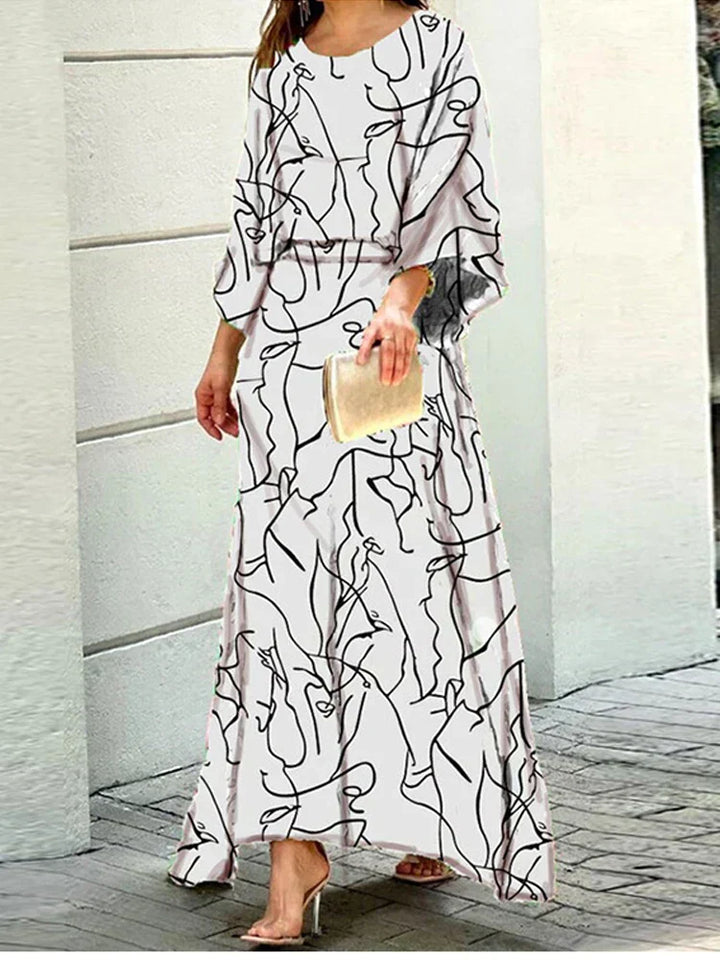 Maria – Printed Batwing Sleeve Maxi Dress