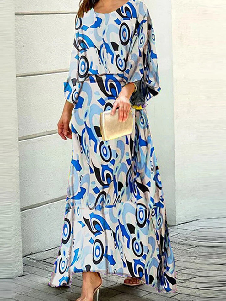 Maria – Printed Batwing Sleeve Maxi Dress