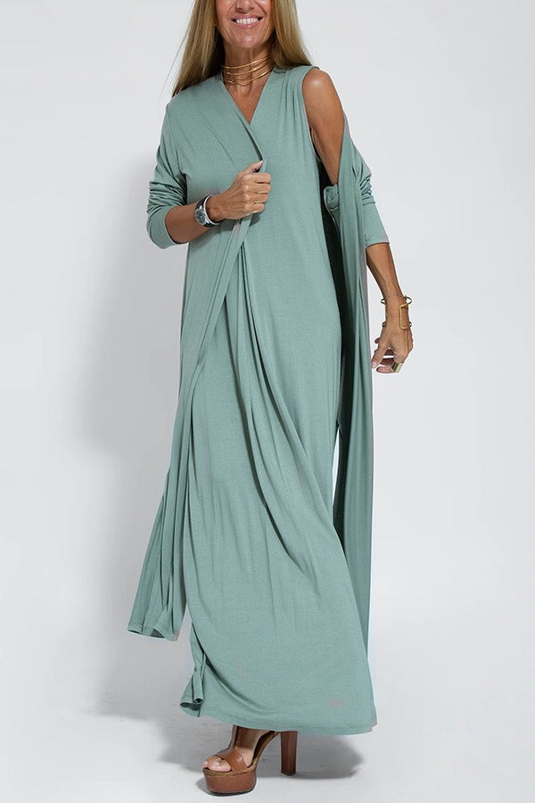 Carmela - Elegant Long Dress With Cardigan