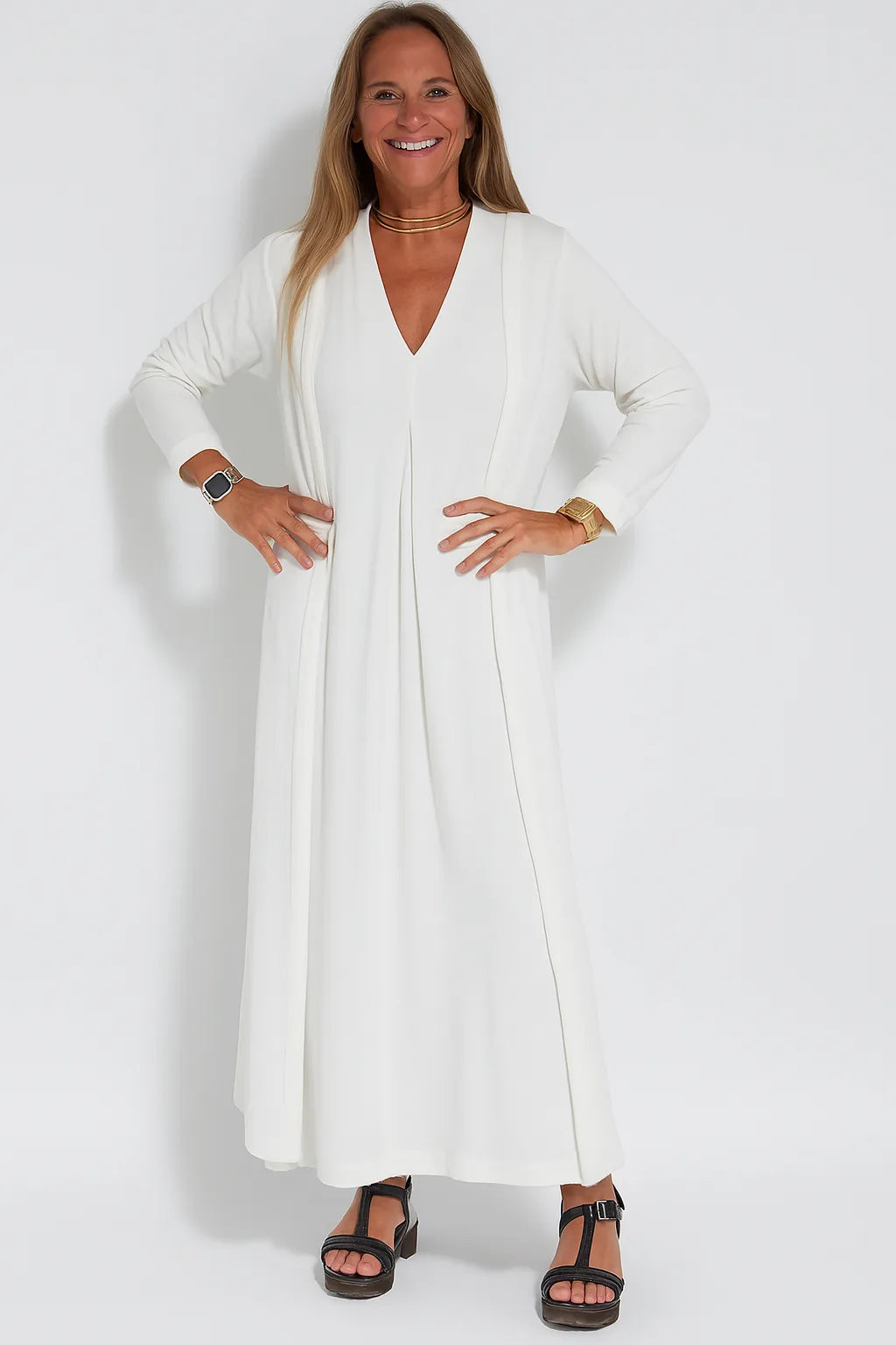 Carmela - Elegant Long Dress With Cardigan