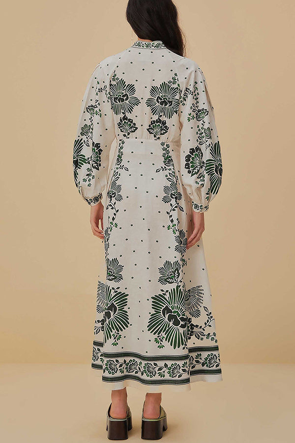 Selena – Floral Print Maxi Shirt Dress
