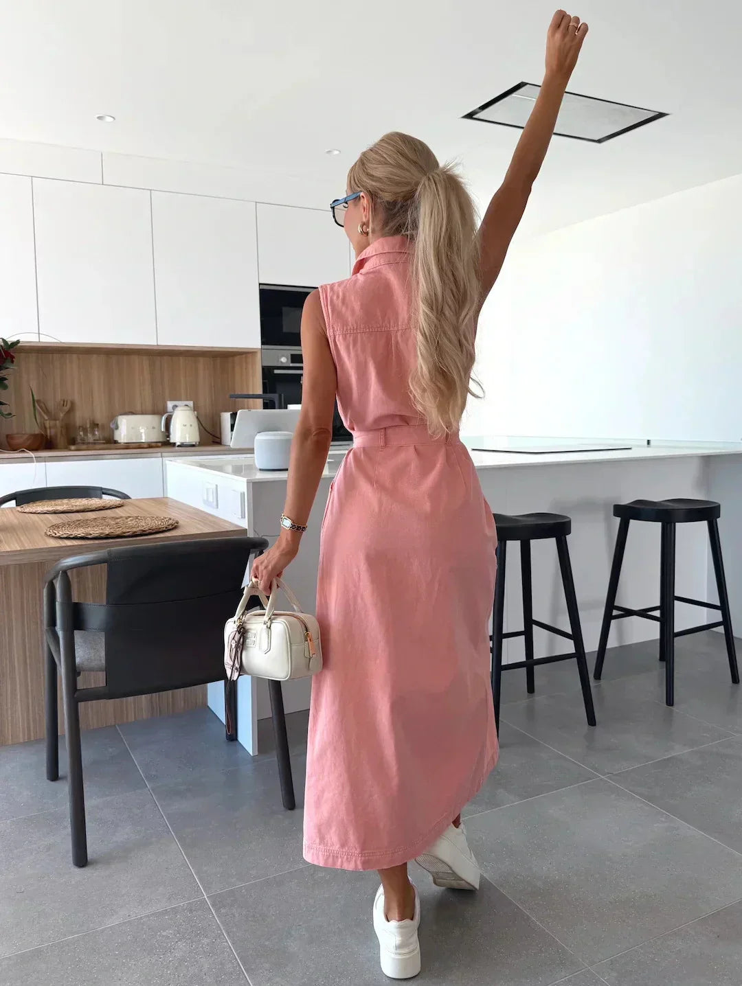 Hanna - Sleeveless Long Denim Dress