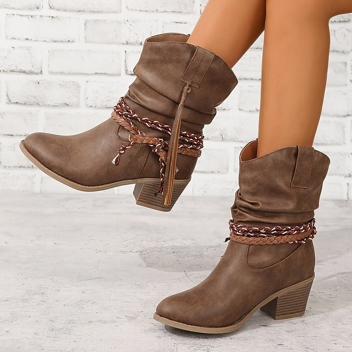 Dakota – Braided Buckle Cowboy Boots