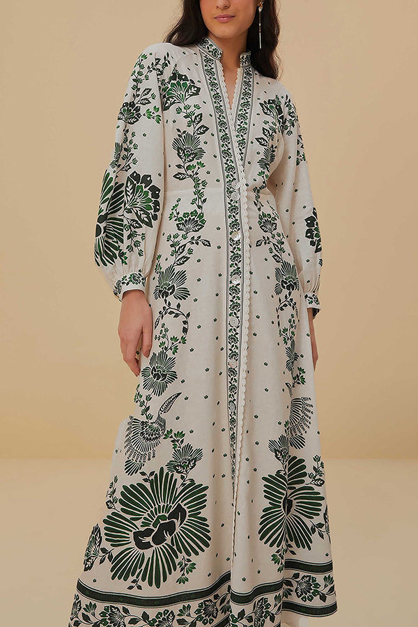 Selena – Floral Print Maxi Shirt Dress