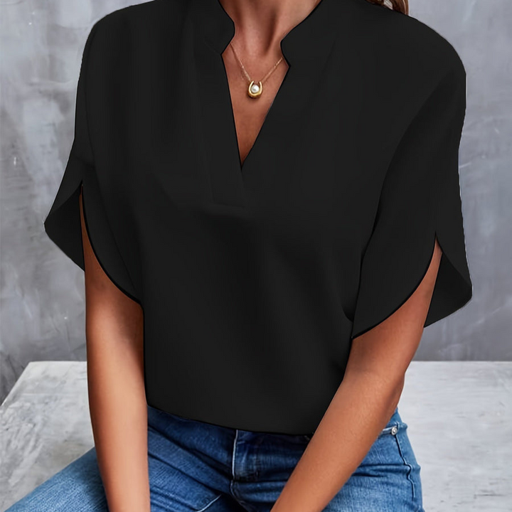 Bailey – Notch Neck Cap Sleeve Blouse