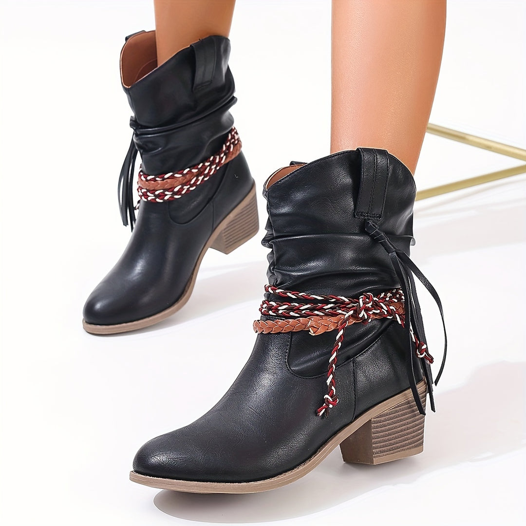 Dakota – Braided Buckle Cowboy Boots