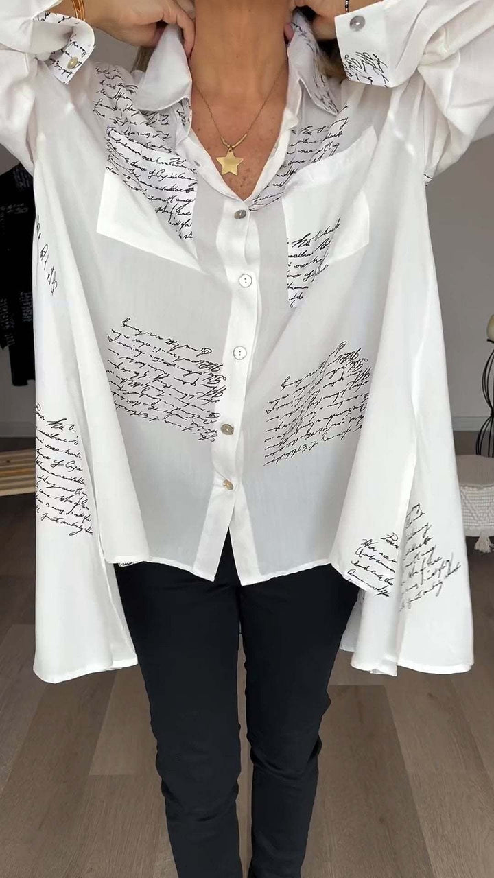 Keirra – Script Print Button-Up Shirt