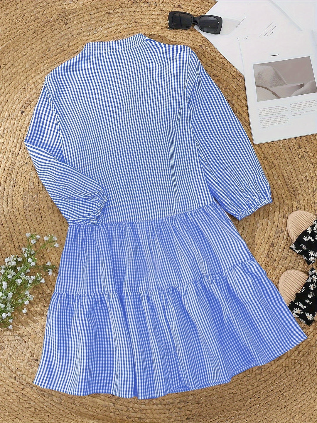 Holly – Gingham Button-Front Tiered Dress