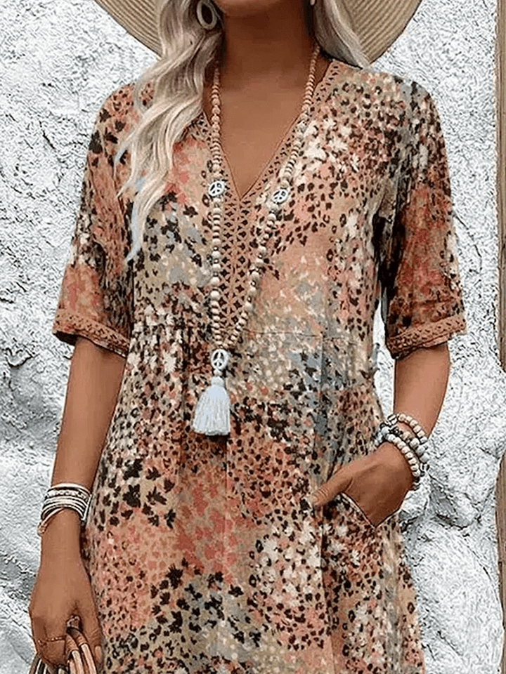 Averie – Printed Boho Midi Dress
