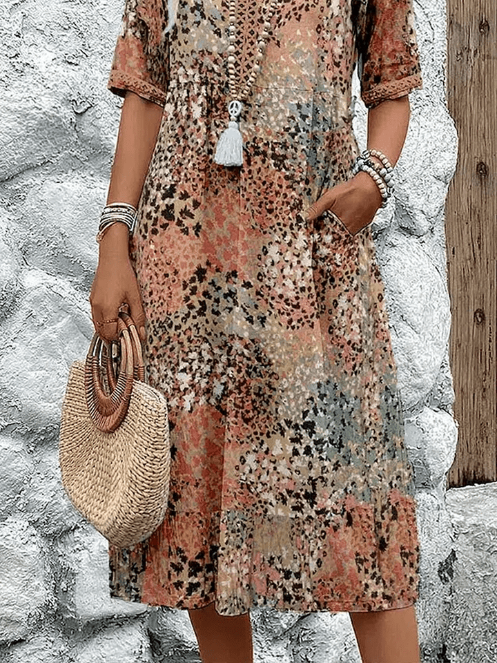 Averie – Printed Boho Midi Dress