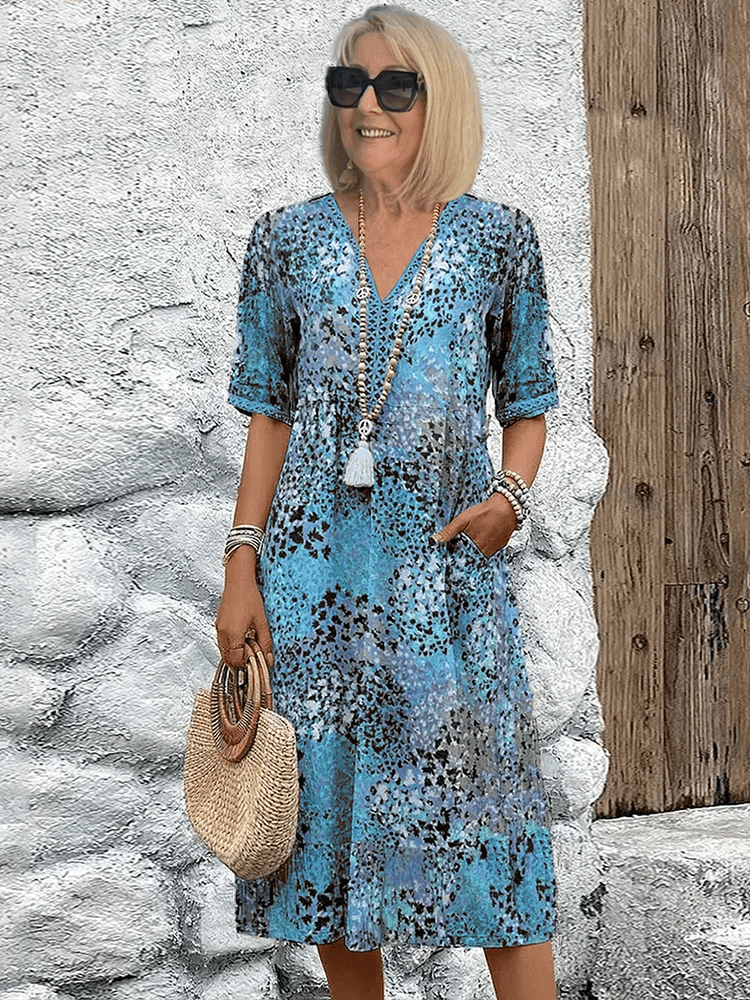 Averie – Printed Boho Midi Dress