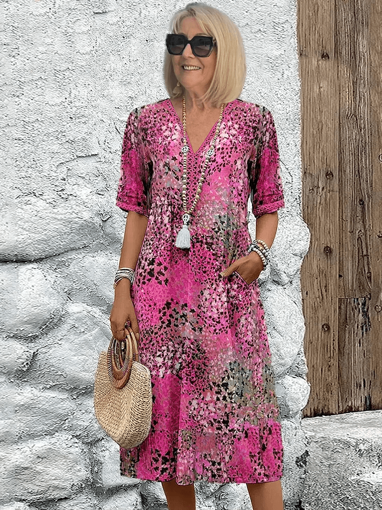 Averie – Printed Boho Midi Dress
