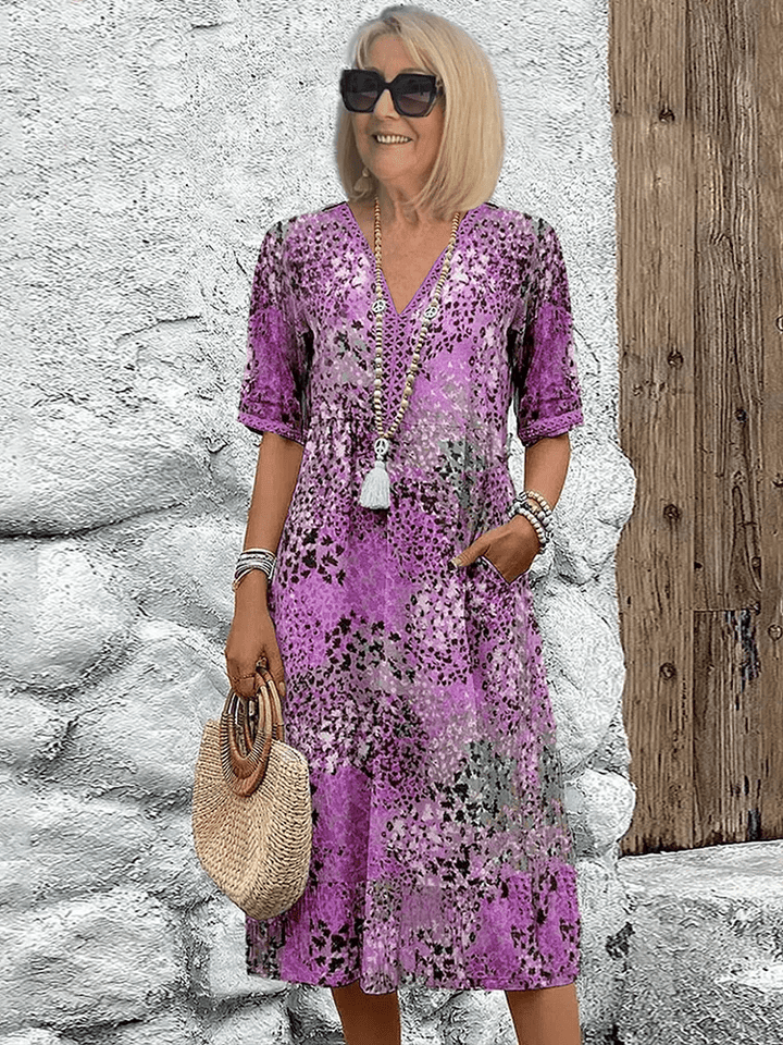 Averie – Printed Boho Midi Dress