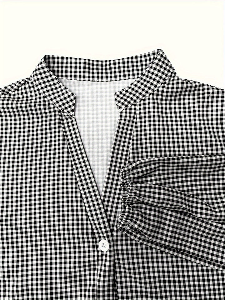 Holly – Gingham Button-Front Tiered Dress