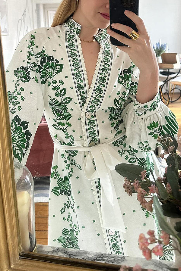 Selena – Floral Print Maxi Shirt Dress