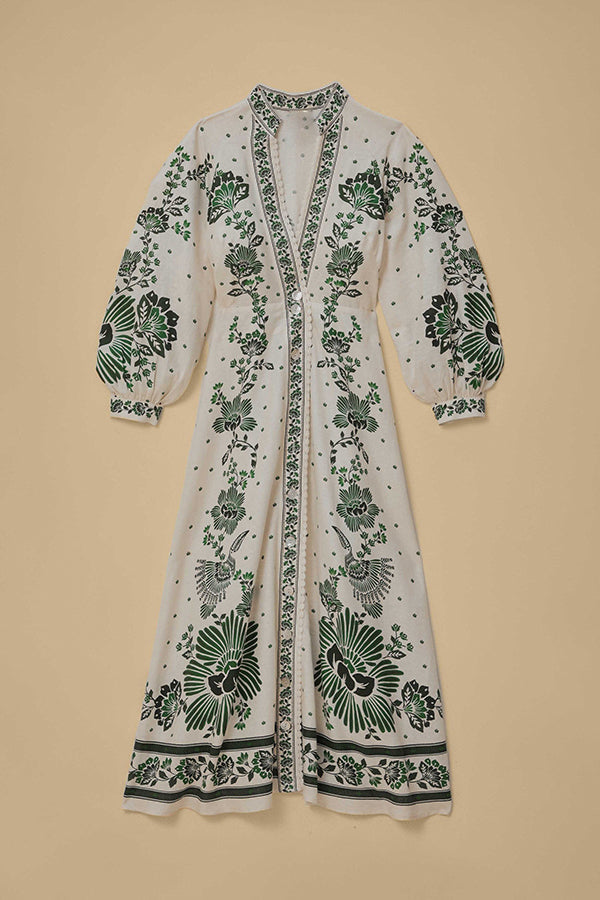 Selena – Floral Print Maxi Shirt Dress