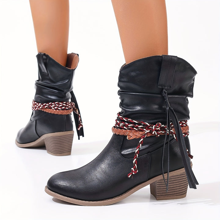 Dakota – Braided Buckle Cowboy Boots