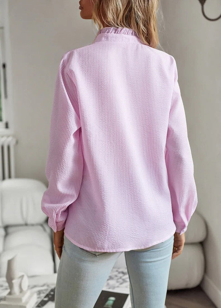 Tayari – Ruffled Textured Button-Up Blouse