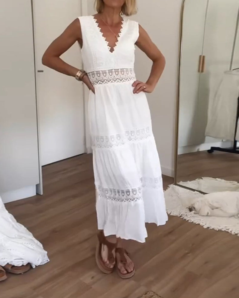 Amira – Sleeveless Midi Lace Dress