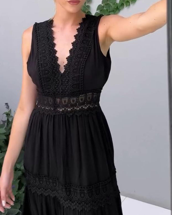 Amira – Sleeveless Midi Lace Dress