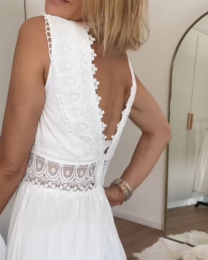 Amira – Sleeveless Midi Lace Dress
