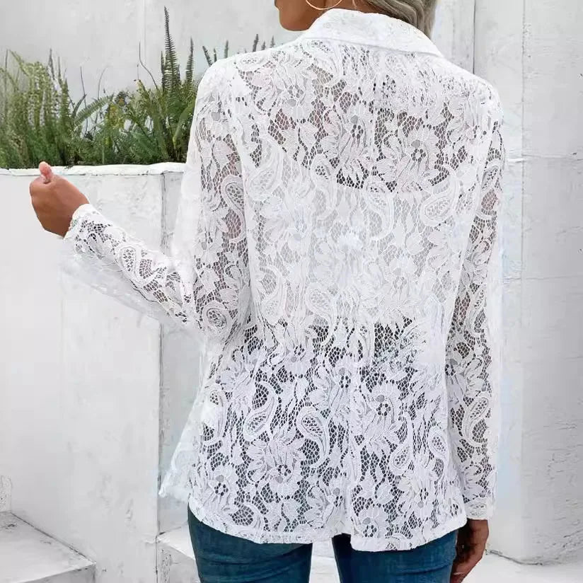 Zaylee – Tailored Lace Sleeve Blazer