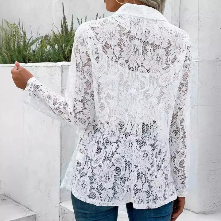Zaylee – Tailored Lace Sleeve Blazer
